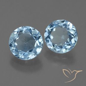 Gemme di Topazio Celeste naturale da 4.46 ct, Rotondo, VVS-VS