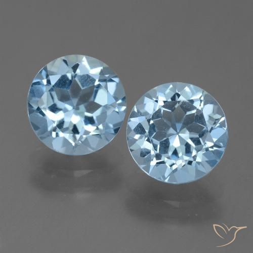 4.74ctw Naturale Celeste Topazio, Rotondo, VVS-VS