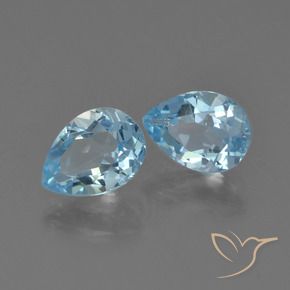 Gemme di Topazio Celeste naturale da 1.69 ct, Forma a pera, VS