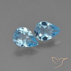 Gemme di Topazio Celeste naturale da 1.28 ct, Forma a pera, VS