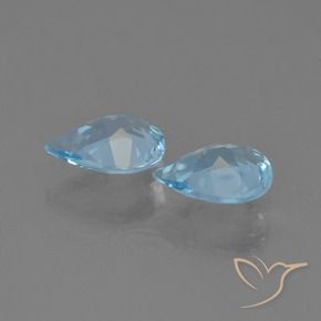 Gemme di Topazio Celeste naturale da 1.28 ct, Forma a pera, VS