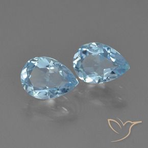 Gemme di Topazio Celeste naturale da 1.74 ct, Forma a pera, VS