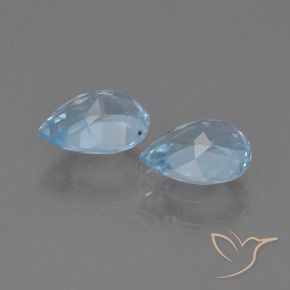 Gemme di Topazio Celeste naturale da 1.74 ct, Forma a pera, VS