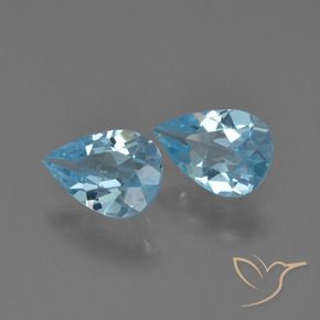 Gemme di Topazio Blu svizzero naturale da 1.45 ct, Forma a pera, VS