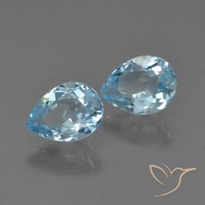 Gemme di Topazio Blu svizzero naturale da 1.86 ct, Forma a pera, VS