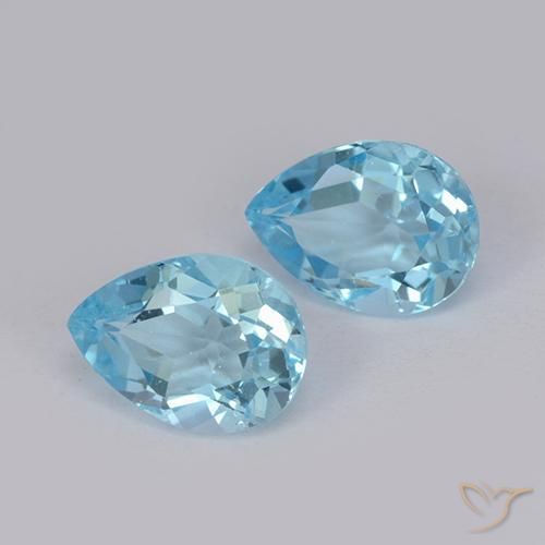 Gemme di Topazio Celeste naturale da 1.76 ct, Forma a pera, VS