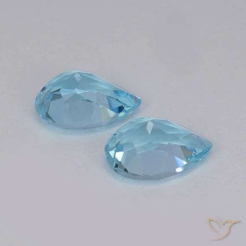Gemme di Topazio Celeste naturale da 1.76 ct, Forma a pera, VS