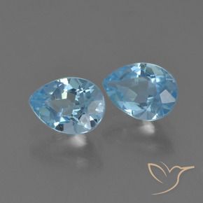Gemme di Topazio Blu svizzero naturale da 1.76 ct, Forma a pera, VS