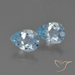 Gemme di Topazio Blu svizzero naturale da 1.61 ct, Forma a pera, VS