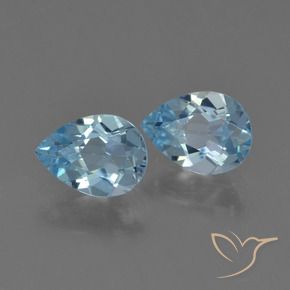 Gemme di Topazio Celeste naturale da 1.63 ct, Forma a pera, VS