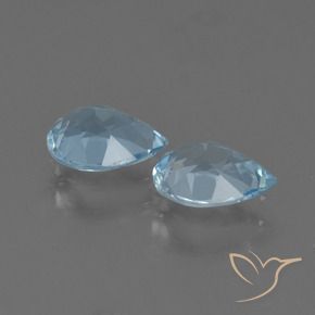 Gemme di Topazio Celeste naturale da 1.63 ct, Forma a pera, VS