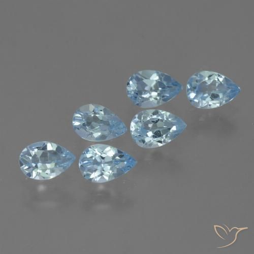Gemme di Topazio Celeste naturale da 3.21 ct, Forma a pera, VS