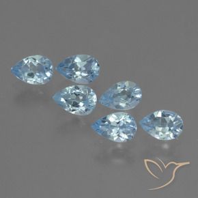Gemme di Topazio Celeste naturale da 3.21 ct, Forma a pera, VS