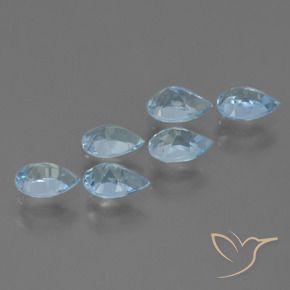 Gemme di Topazio Celeste naturale da 3.21 ct, Forma a pera, VS