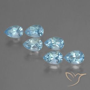 Gemme di Topazio Celeste naturale da 3.22 ct, Forma a pera, VS