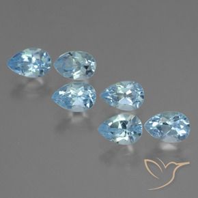 Gemme di Topazio Celeste naturale da 3.66 ct, Forma a pera, VS