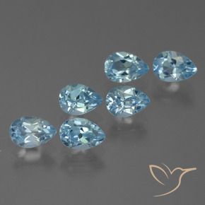 Gemme di Topazio Celeste naturale da 3.72 ct, Forma a pera, VS