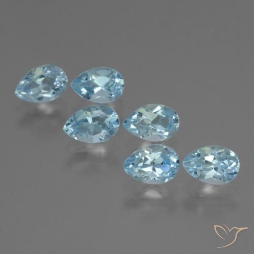 Gemme di Topazio Celeste naturale da 3.42 ct, Forma a pera, VS