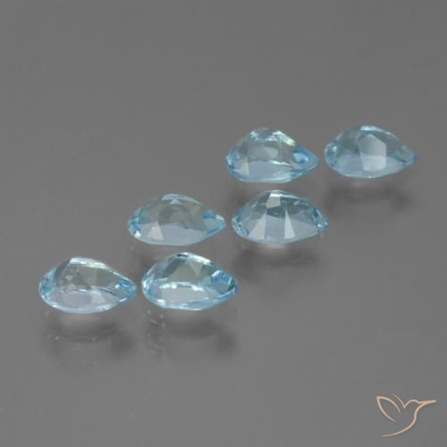 Gemme di Topazio Celeste naturale da 3.42 ct, Forma a pera, VS