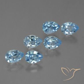 Gemme di Topazio Celeste naturale da 3.26 ct, Forma a pera, VS