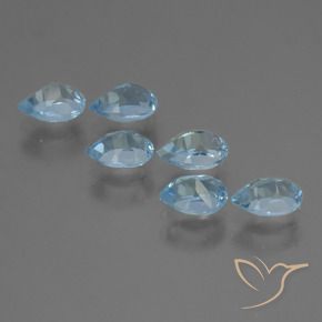Gemme di Topazio Celeste naturale da 3.26 ct, Forma a pera, VS