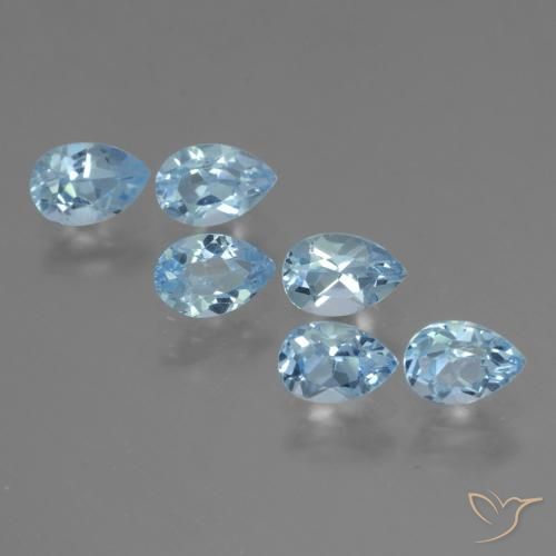 Gemme di Topazio Celeste naturale da 3.50 ct, Forma a pera, VS
