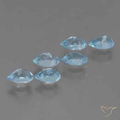 Gemme di Topazio Celeste naturale da 3.50 ct, Forma a pera, VS