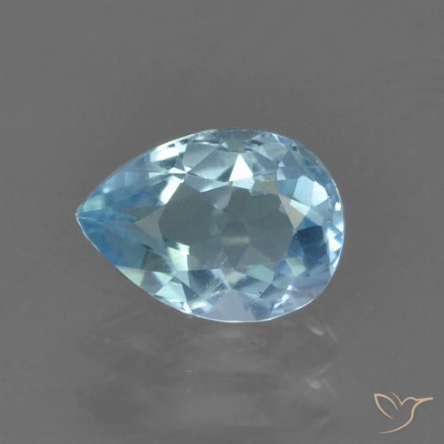 0.90ct Naturale Celeste Topazio, Forma a pera, VS