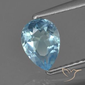 Topazio Celeste naturale da 0.90 ct, Forma a pera, VS