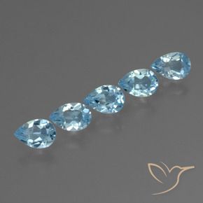 Gemme di Topazio Celeste naturale da 2.63 ct, Forma a pera, VS