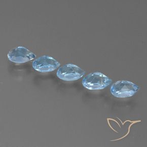 Gemme di Topazio Blu svizzero naturale da 3.07 ct, Forma a pera, VS