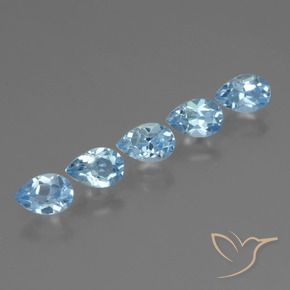 Gemme di Topazio Blu svizzero naturale da 2.61 ct, Forma a pera, VS