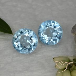 Gemme di Topazio Celeste naturale da 4.58 ct, Rotondo, VVS-VS