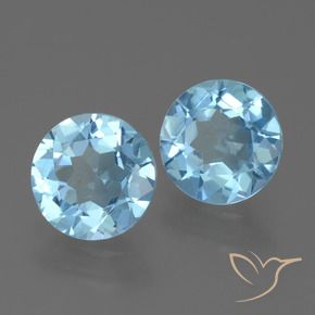 Gemme di Topazio Blu svizzero naturale da 4.24 ct, Rotondo, VVS-VS