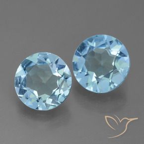 Gemme di Topazio Celeste naturale da 3.90 ct, Rotondo, VS