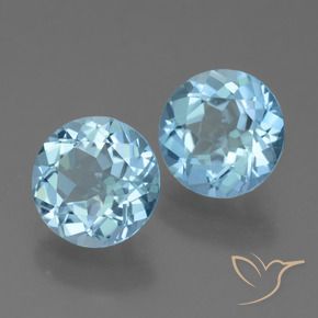 Gemme di Topazio Celeste naturale da 4.52 ct, Rotondo, VVS-VS