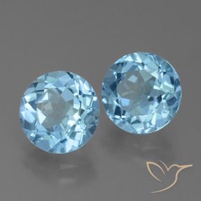 Gemme di Topazio Celeste naturale da 4.75 ct, Rotondo, VVS-VS