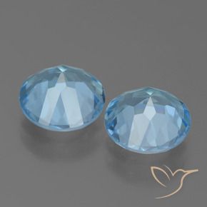 Gemme di Topazio Celeste naturale da 4.30 ct, Rotondo, VVS-VS