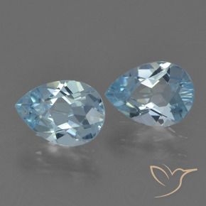 Gemme di Topazio Celeste naturale da 1.71 ct, Forma a pera, VVS-VS