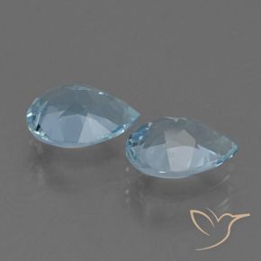 Gemme di Topazio Celeste naturale da 1.71 ct, Forma a pera, VVS-VS
