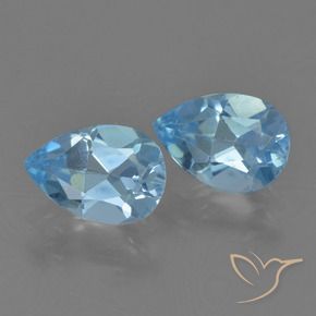 Gemme di Topazio Celeste naturale da 1.69 ct, Forma a pera, VVS