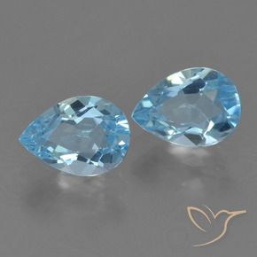 Gemme di Topazio Celeste naturale da 1.69 ct, Forma a pera, VVS-VS
