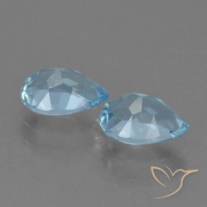 Gemme di Topazio Celeste naturale da 1.69 ct, Forma a pera, VVS-VS