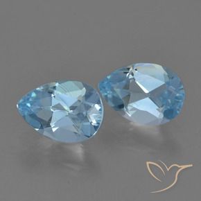Gemme di Topazio Celeste naturale da 1.58 ct, Forma a pera, VVS-VS