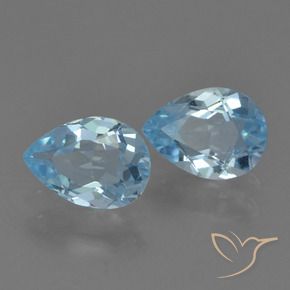 Gemme di Topazio Celeste naturale da 1.64 ct, Forma a pera, VS