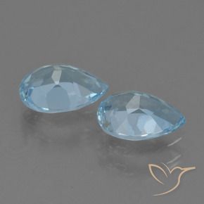 Gemme di Topazio Celeste naturale da 1.64 ct, Forma a pera, VS