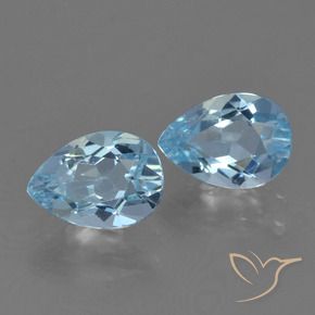 Gemme di Topazio Celeste naturale da 1.71 ct, Forma a pera, VVS-VS