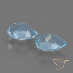 Gemme di Topazio Celeste naturale da 1.71 ct, Forma a pera, VVS-VS