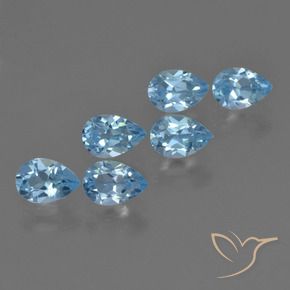Gemme di Topazio Blu svizzero naturale da 3.33 ct, Forma a pera, VS