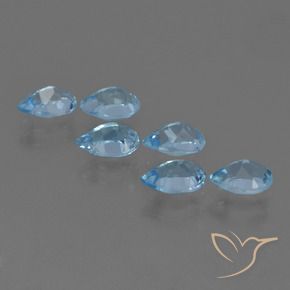 Gemme di Topazio Blu svizzero naturale da 3.33 ct, Forma a pera, VS